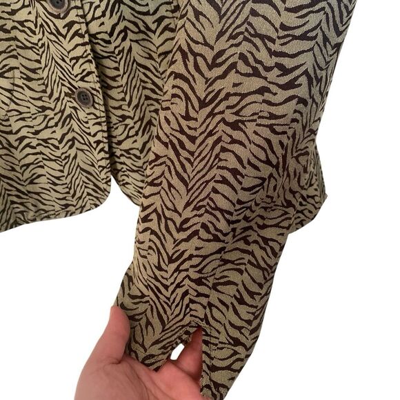 RQT Zebra Print Blazer Womens Size 16 Green Lined Long Sleeve Suit Jacket Office - Picture 5 of 8